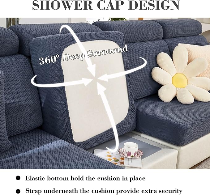 Sofa Covers Couch Covers for Sofa Pet Friendly Couch Cushion Covers Universal Sofa Covers Washable Stretch Slipcovers for Sectional Sofa (Texture Metal Gray,Extra Large Single Seat Cover)