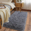 Ultra Soft Runner Rugs for Bedroom Hallways with Upgraded Non-Slip Rubber Backing & Thick Memory Sponge, 2x4 Feet Fluffy Shag Throw Area Rug for Bedside Dorm Dark Grey