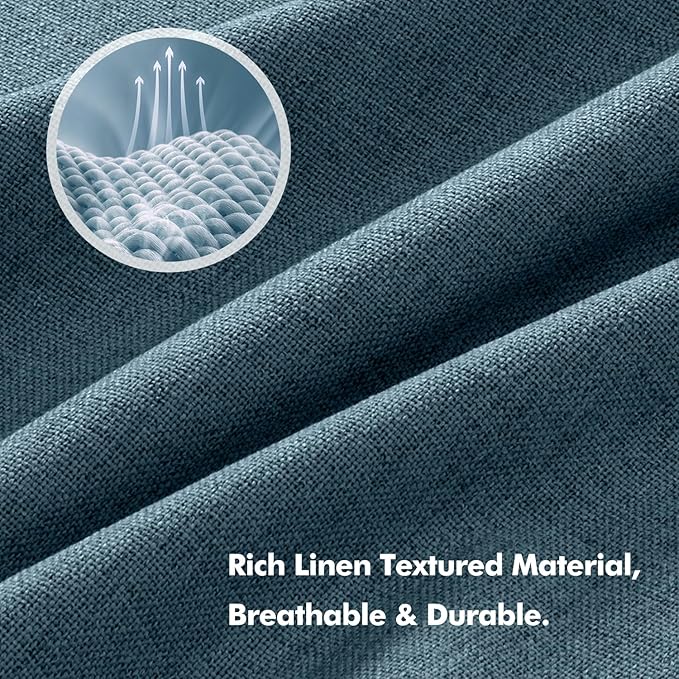 MIULEE 100% Blackout Linen Curtains for Bedroom, Stone Blue Solid Luxury Decor Thermal Insulation Room Darkening Drapes for Living Room Nursery Back Tab Rod Pocket 42 x 72 Inches, 2 Panels