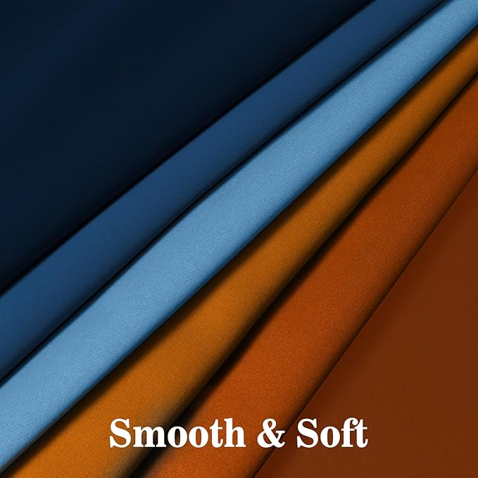 Yakamok Blackout Ombre Dark Blue and Burnt Orange Curtains-Gradient Room Darkening Curtain, Grommet Thermal Insulated Light Blocking Window Drapes Curtain for Living Room Bedroom,52 x 63 Inch,2 Panels