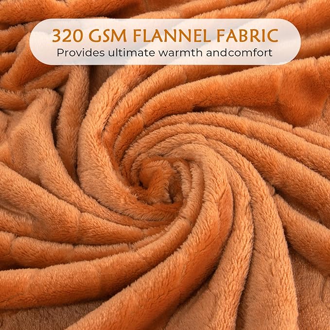 TOONOW Fleece Blanket Super Soft Cozy Throw Blanket 50" x 60", Lightweight Fuzzy Comfy Textured Flannel Blanket Warm Plush Throw Blankets for Couch, Sofa, Bed, Pumpkin