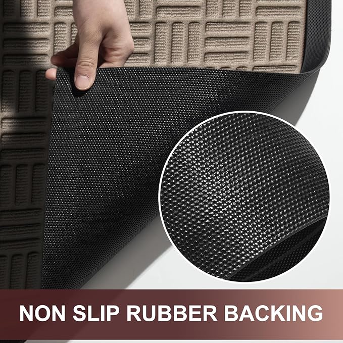Mibao Front Door Mat, Heavy Duty Durable Welcome Mat for Outdoor Indoor, Dirt Trapper Waterproof Super Absorbent Door Mat for Entryway Outside Patio Porch, 47" x 24", Beige