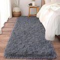 Ultra Soft Runner Rugs for Bedroom Hallways with Upgraded Non-Slip Rubber Backing & Thick Memory Sponge, 2 Packs 2x6 Feet Fluffy Shag Throw Area Rug for Bedside Dorm Dark Grey