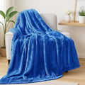Exclusivo Mezcla Plush Fuzzy Fleece Throw Blanket Extra Large, Super Soft, Fluffy and Warm Blankets for Couch, Bed, All Season (Cobalt Blue, 50x70 inches)