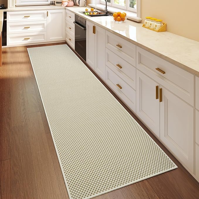 YDKGL 2x8 ft Hallway Runner Rug Extra Long Boho Woven Kitchen Runner Rugs Mat Non Slip Washable, Soft Entryway Laundry Hall Floor Runner Carpet for Indoor Backdoor Bedroom Hallway Living Room, Beige