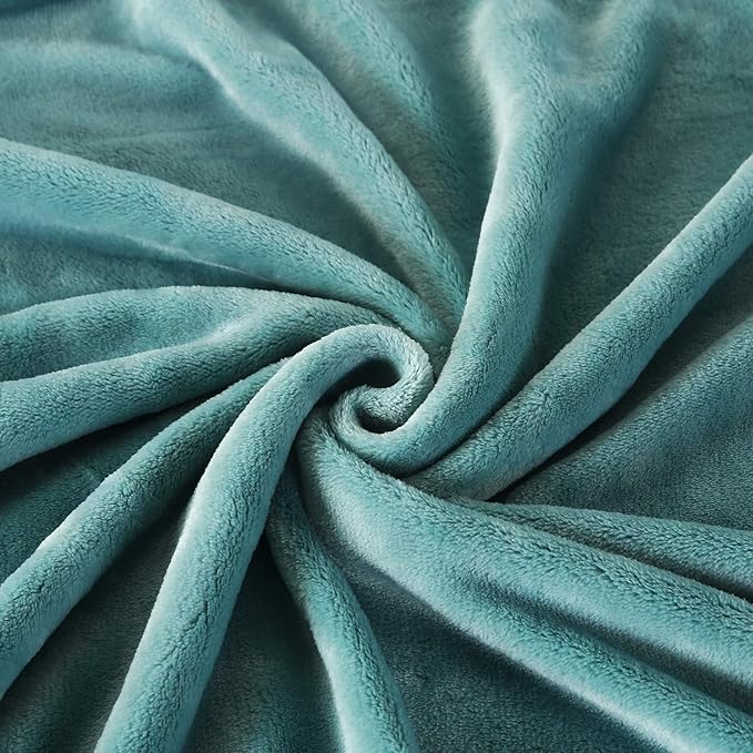 TASTHROW Large Flannel Fleece Throw Blanket, 60×80 Inch - Cozy Lightweight Thick Blanket - All Seasons Suitable for Women, Men and Kids (Bluishgreen)