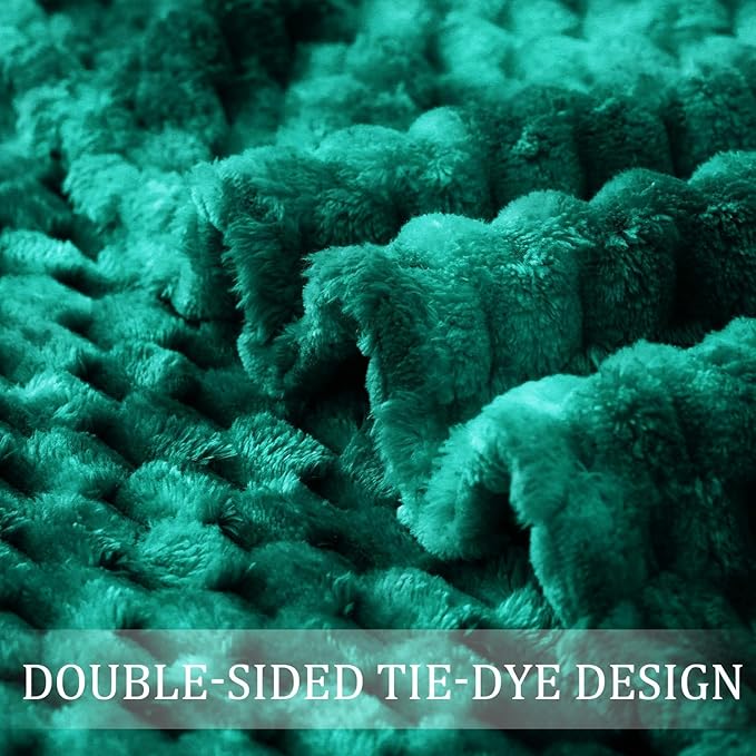 Exclusivo Mezcla Fleece Twin Blanket for Bed, Extra Large Fuzzy Tie-dye Teal Bed Blankets, Soft Cozy Plush Sofa Throws for All Seasons, 60x80 Inches