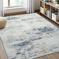 Toneed Abstract Area Rug Modern Washable Rug Soft Non Slip Rug Low Pile for Bedroom Living Room Dining Room Blue/White 3x5 Feet