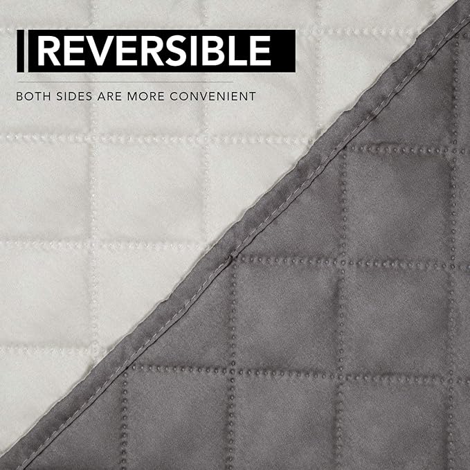 Easy-Going Oversized Recliner Cover Reversible Couch Cover Sofa Cover for Living Room Water Resistant Furniture Protector with Elastic Straps for Pets Dog (Oversized Recliner, Gray/Ivory)