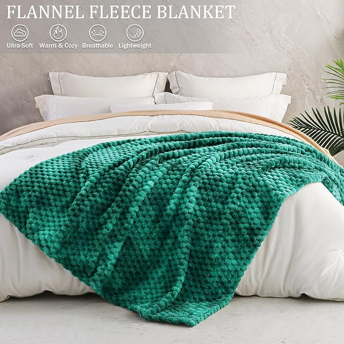 Exclusivo Mezcla Fleece Twin Blanket for Bed, Extra Large Fuzzy Tie-dye Teal Bed Blankets, Soft Cozy Plush Sofa Throws for All Seasons, 90x66 Inches