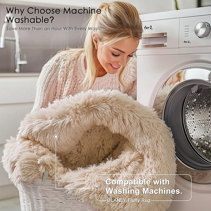 OLANLY 6x9 Machine Washable Large Area Rugs for Living Room, Bedroom, Soft Fluffy Shaggy Bedside Rug, Indoor Floor Carpet for Kids Girls and Boys, Dorms, Nursery, Home Decor Aesthetic, Beige