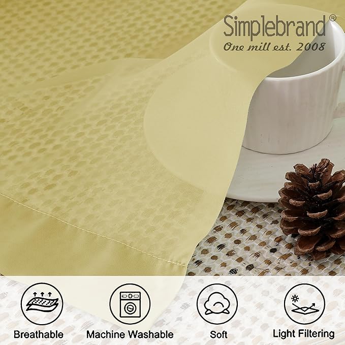 Simplebrand Yellow Valances 14 Inches Long for Living Room Pocket 2 Panel Light Filtering Sheer Translucent Valence Toppers for Short Window Kitchen Bathroom Bedroom 42x14 Inch Length