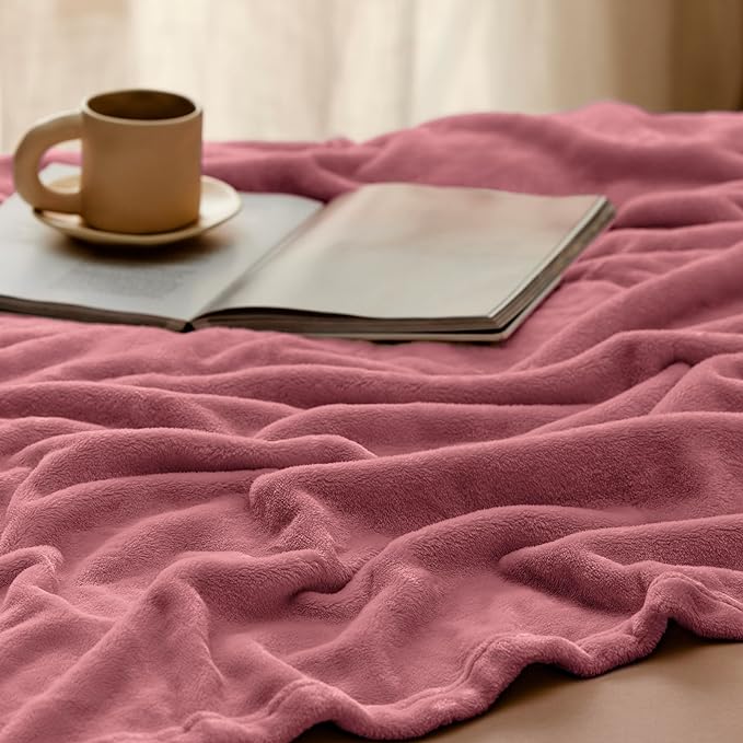 Bedsure GentleSoft Fleece Blankets Twin Size Dusty Rose - 300GSM Lightweight Plush Fuzzy Cozy Soft Blanket for Bed, Sofa, Couch, Travel, Camping, 60x80 inches
