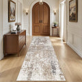 UERMEI 3X10 Washable Runner Rug for Hallway: Soft Neutral Modern Abstract Area Rug - Non-Slip Low Pile Long Throw Indoor Carpet for Kitchen Entryway Kitchen Bedroom Laundry Bathroom - Brown/Grey/Red