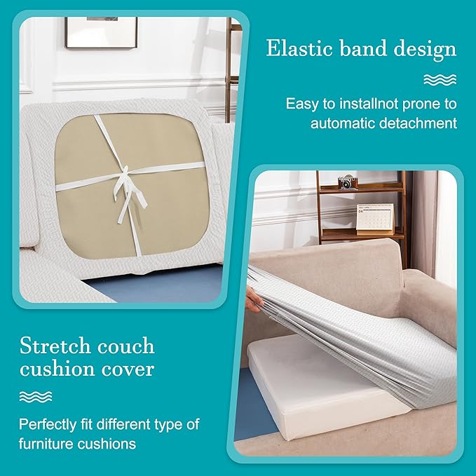 12Pcs Stretch Patio Cushion Covers,Outdoor Couch Covers Replacement,Outdoor Couch & Sofa Slipcovers,for Patio Furniture Cushion Covers,Washable Reusable Furniture Protector (Jade White,Cover Only)