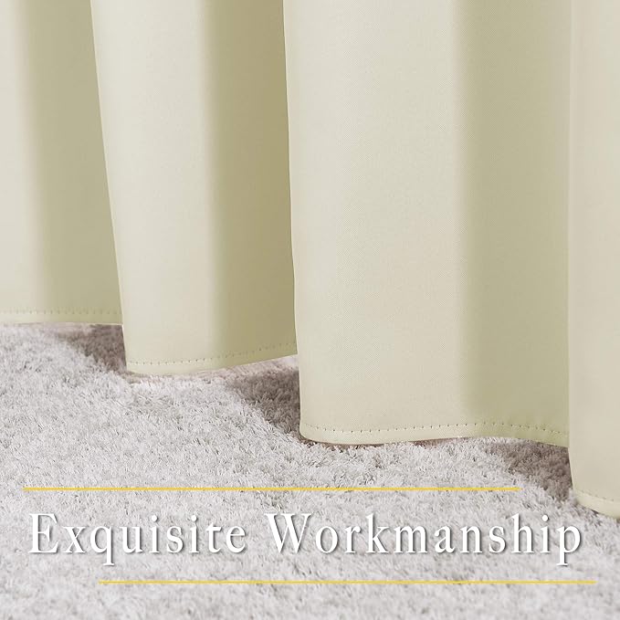 NICETOWN Room Darkening Curtains 108 inch Length - Grommet Thermal Insulated Window Treatments Solid Panels for Living Room/Bedroom/Villa, W52 x L108, 1 Pair, Beige