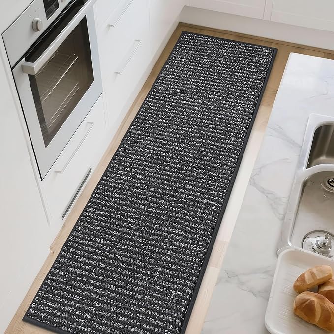 BEQHAUSE Kitchen Runner Rugs 20"x48", Non-Slip Kitchen Mats for Floor, Super Absorbent and Stain Resistant Kitchen Rug, Machine Washable Rugs for Kitchen, Hallway, Laundry & Sink, Charcoal