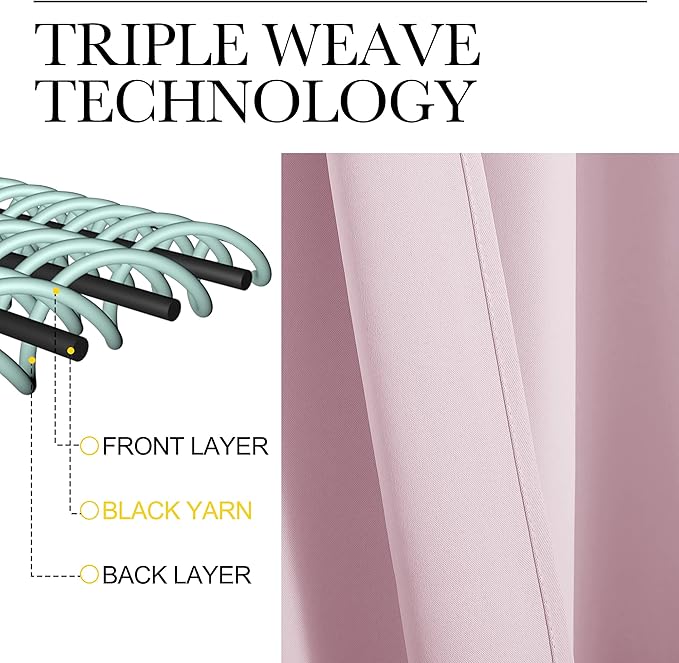 NICETOWN RV Blackout Curtains for Camper Windows, Baby Pink, 34" x 36", Set of 2, Kitchen Short Blackout Curtains & Drapes, Thermal Insulated Rod Pocket Window Treatment Draperies for Nursery