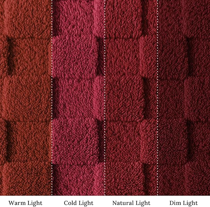 Exclusivo Mezcla Fleece Throw Blanket for Couch,Super Soft and Warm Lightweight Checkered Pattern Blankets for All Seasons, 50x60 Inches, Deep Red