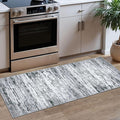 Lansny Modern Abstract Runner 2x5, Black Grey White Washable Kitchen Entryway Rug Mat Non-Slip Soft Hallway Rug Runner Thin Print Faux Wool Carpet for Bedroom Laundry Room Indoor Home Decor
