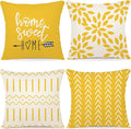 YCOLL Pillow Covers 20x20 Set of 4, Modern Sofa Throw Pillow Cover, Decorative Outdoor Linen Pillow Covers Set of 4 for Couch Sofa Bed and Car, Yellow