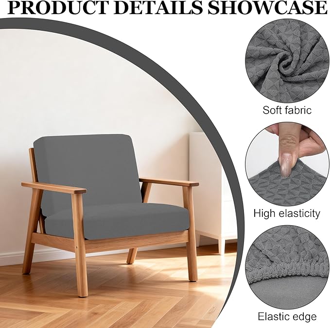 4Pcs Patio Stretch Cushion Covers,Outdoor Sofa Replacement Cover Slipcovers for Patio Furniture Cushion Covers, Washable Reusable Furniture Protector