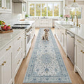Area Rugs 2'6''x14' Runner Rug Non Slip Washable for Kitchen Hallway Bedroom Beside Laundry Room Bathroom Rug, Floor Carpet, Light Blue Navy Beige Gray White