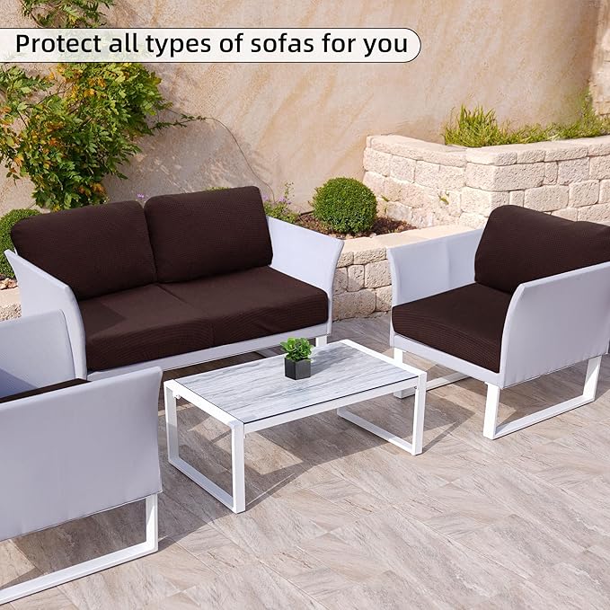 Outdoor Cushion Covers Set,12PCS Patio Furniture Couch Seat Slipcovers, Replacement for Sofa Sectional Chair(Cover，Only)