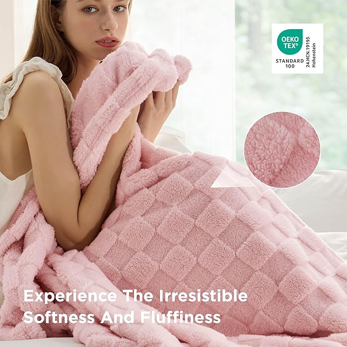 Bedsure GentleSoft Twin Blanket for Bed Pink - Super Soft Cozy Blankets, Cute Fuzzy Fleece Throws for Bedroom Couch, 60x80 Inches