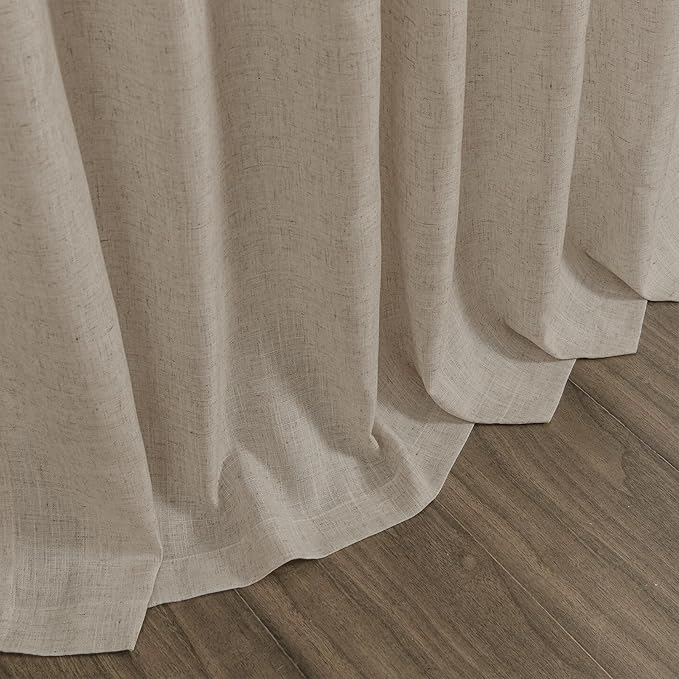 Nanspring Cobblestone Linen Curtains for Living Room 98 Inches Long Light Filtering Semi Sheer Curtain Back Tab Modern Farmhouse Decor Elegant Drapes for Bedroom Dinner Room 52x98, 2 Panels