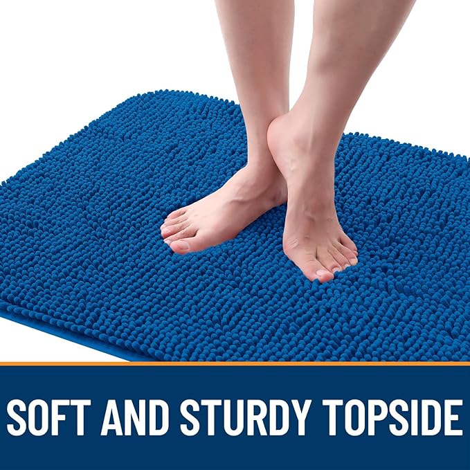 OLANLY Dog Door Mat for Muddy Paws 44x32, Absorbs Moisture and Dirt, Absorbent Non-Slip Washable Doormat, Quick Dry Chenille Mud Mat, Entry Indoor Entryway Carpet for Inside Floor, Deep Navy Blue
