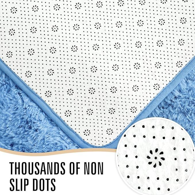 LOCHAS Ultra Soft Indoor Modern Area Rugs Fluffy Living Room Carpets for Children Bedroom Home Decor Nursery Rug 5.3x7.5 Feet, Cobalt Blue