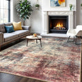IOHOUZE Abstract Area Rugs 6x9 Ft Washable Rugs for Living Room, Non Slip Dining Room Rug, Printed Faux Wool Rugs for Bedroom, Floor Carpet for Office Nursery Playroom, Red/Multi