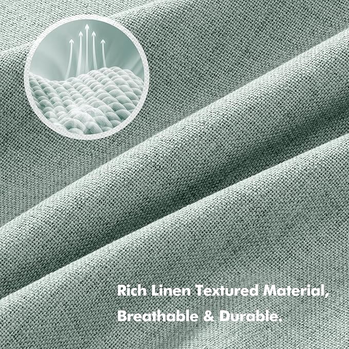 MIULEE 100% Blackout Linen Curtains for Bedroom, Seafoam Green Solid Luxury Decor Thermal Insulation Room Darkening Drapes for Living Room Nursery Back Tab Rod Pocket 42 x 72 Inches, 2 Panels