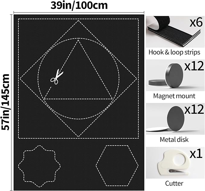 BKSAI 100% Blackout Curtains for Bedroom, Magnetic Portable Blackout Shades for Travel, Black Out Window Cover No Drill Cuttable for Bedroom, Nursery, Media Room, RV, 39x57 inch