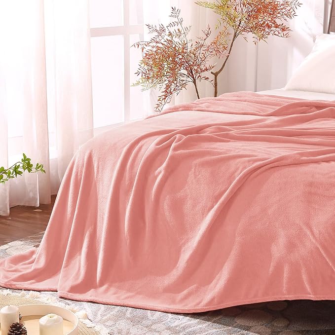 BEDELITE Fleece Blanket Twin Size Pink Throw Blankets for Couch & Bed, Luxury Plush Cozy Fuzzy Blanket 60x80 inches, Super Soft Warm Lightweight Throw Blanket for Travel Camping