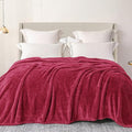 Exclusivo Mezcla Plush Fuzzy Fleece Bed Blanket Queen Size, Super Soft, Fluffy and Warm Blankets for Couch, Bed, All Season (Deep Red, 90x90 inches)