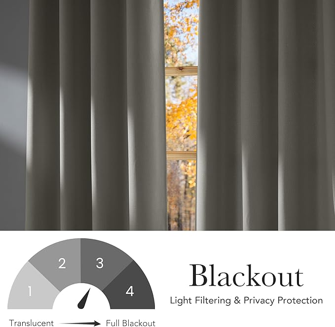 NICETOWN Faux Linen Natural Blackout Curtains 84 inches Long for Living Room - Privacy Panels for Bedroom, Modern Farmhouse Style Easy Care Grommet Top, 2 Panels, W52 by L84