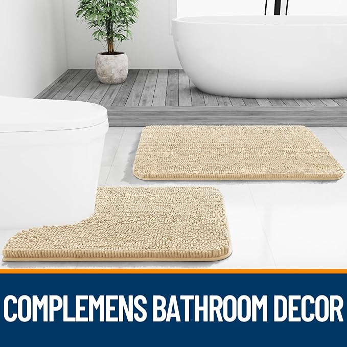 OLANLY Bathroom Rugs 47x24, Extra Soft Absorbent Chenille Bath Rugs, Rubber - Image 7