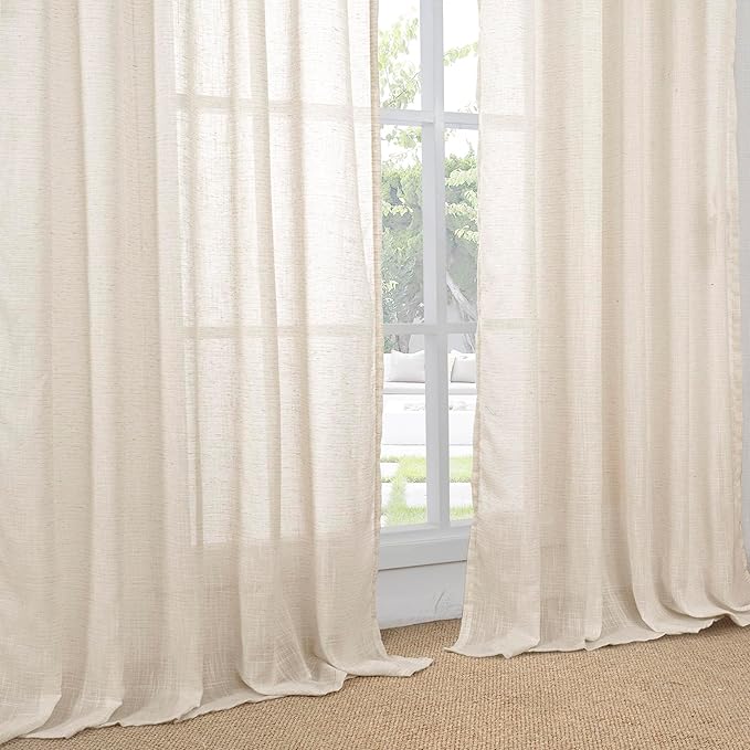 Curtain Panels, Oatmeal Linen-Textured, Light-Filtering, 2 Pack, 72 Inch