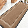 OLANLY Front Door Mat Indoor Outdoor Entrance, Waterproof All-Season, All-Weather Doormat, Sturdy Natural Rubber, Fade Resistant, Low Profile, Easy Clean Patio Porch Entryway Mat, 59x20, Light Brown