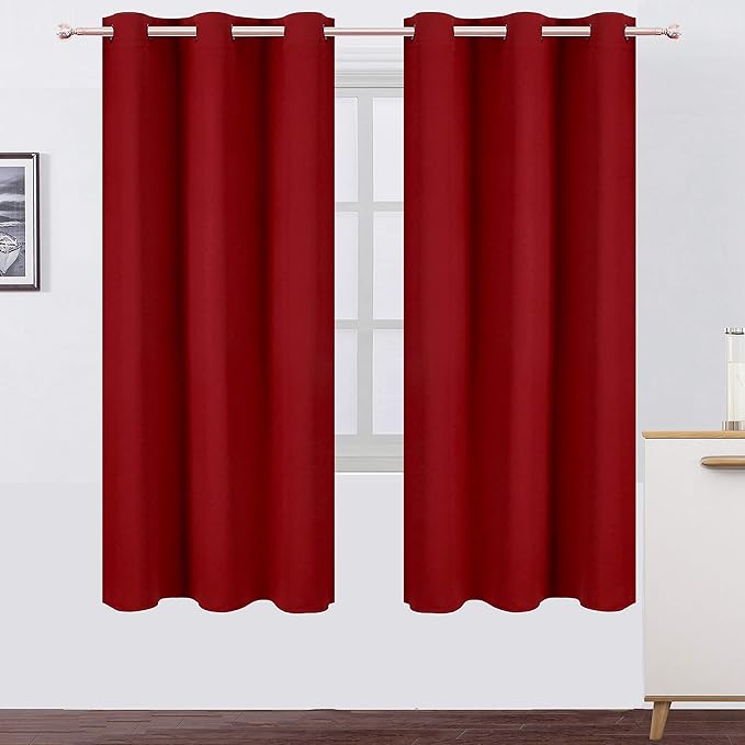 LEMOMO Red Thermal Blackout Curtains/42 x 72 Inch/Set of 2 Panels Room Darkening Curtains for Bedroom