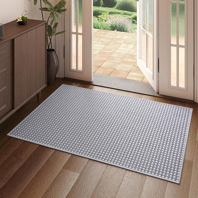 YDKGL 2x3 ft Indoor Door Mat Entryway Rug Non Slip Woven Washable Area Rugs Kitchen Mats for Floor, Front Entry Rug Entrance Doormat for Hall Porch Bathroom Kitchen Bedroom, Easy Clean, Gray 24"x36"