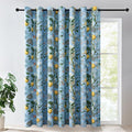 Topfinel Sliding Door Patio Floral Curtains & Drapes, Blackout Extra Wide Room Divider Large Blue Vintage Farmhouse Country Hummingbird Patterned Grommet Curtains 1 Single Panels W100 x L84