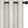 Deconovo Beige Bedroom Curtains, Room Darkening Curtain, Thermal Insulated Soundproof Drapes, Silver Branch Print, 42 x 72 Inch Long, Machine Washable Window Panels for Living Room Nursery, Set of 2