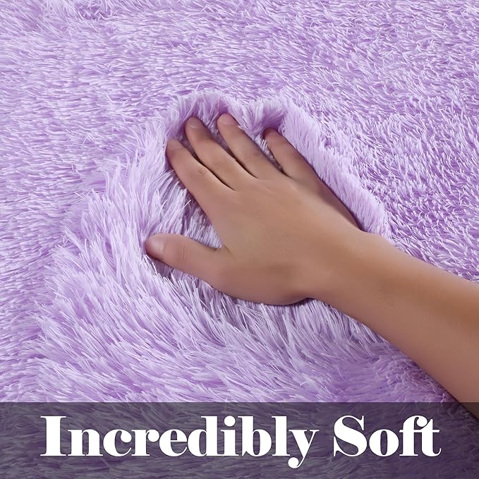 ONASAR Purple Area Rugs for Bedroom Living Room, Fluffy 4x6 Indoor Bedside Floor Throw Rug, Soft Plush Shaggy Carpet for Nursery Kids Girls Boys Teen Dorm Home Office Decor Aesthetic