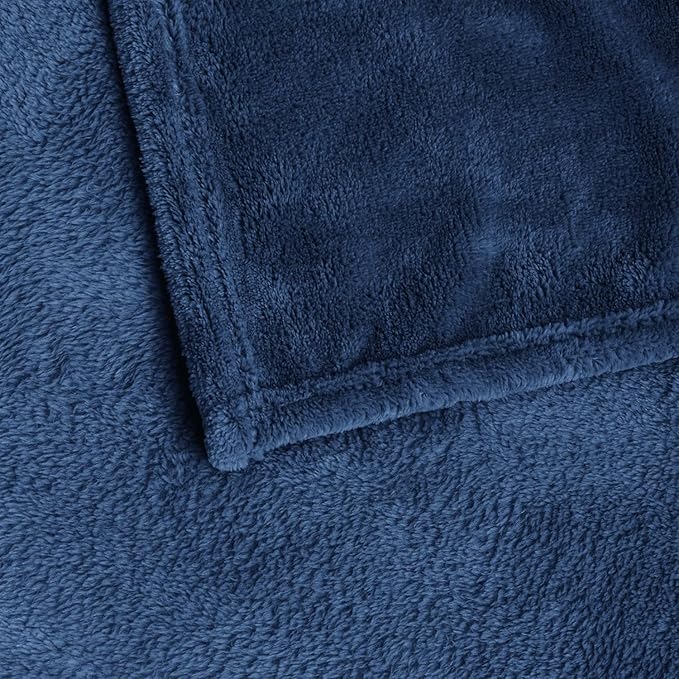 BEDELITE Fleece Blanket Full Size Navy for Couch & Bed, Luxury Plush Cozy Fuzzy Blanket 84" x 90", Super Soft Warm Lightweight Throw Blanket for Travel Camping