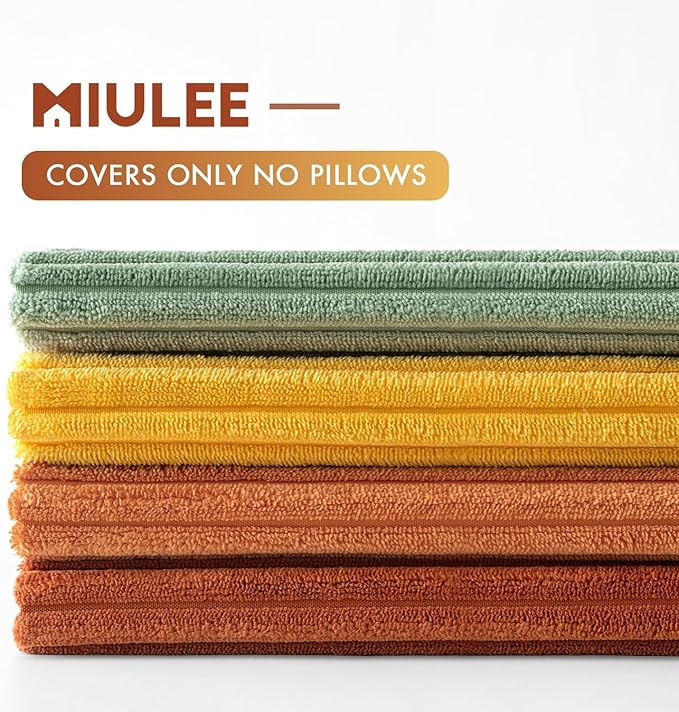 MIULEE Decorative Throw Pillow Covers 24x24 Inch Set of 4, Vibrant Cushion Covers Vintage Retro Home Decor, Mix and Match Color Clash Design for Sofa Couch Bed Living Room Yellow Rust Green