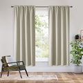 RYB HOME Bedroom Blackout Curtains 63 inches Long, 100% Blackout Thermal Insulated Noise Reducing Curtains for Living Room Nursury, 62 inches Wide by 63 inches Long, Natural