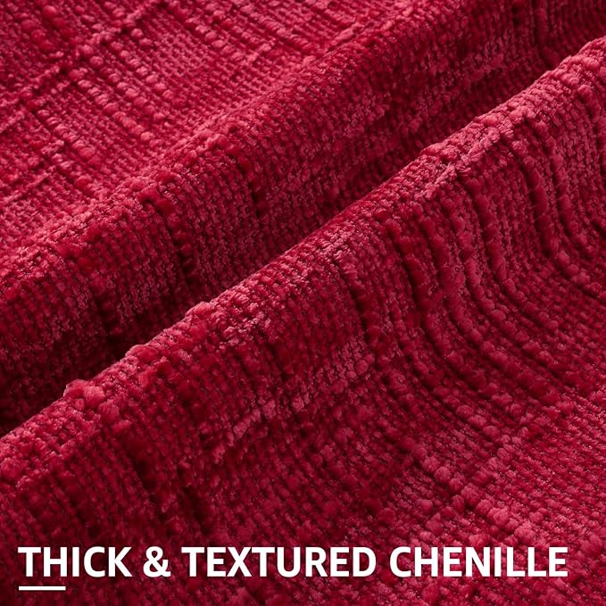 decorUhome Red Chenille Throw Pillow Covers 18x18 Set of 2 Textured Soft Cozy Slubby Couch Pillow Covers Modern Farmhouse Boho Decorative Pillow Cases for Bed Sofa Living Room